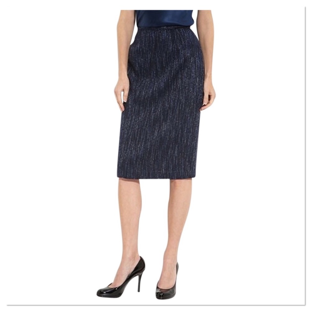 Lafayette 148 Blue Virgin Wool Pencil Skirt Sz 8